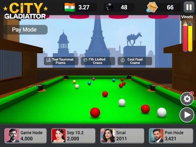 City Billiards Gladiator different game modes interface